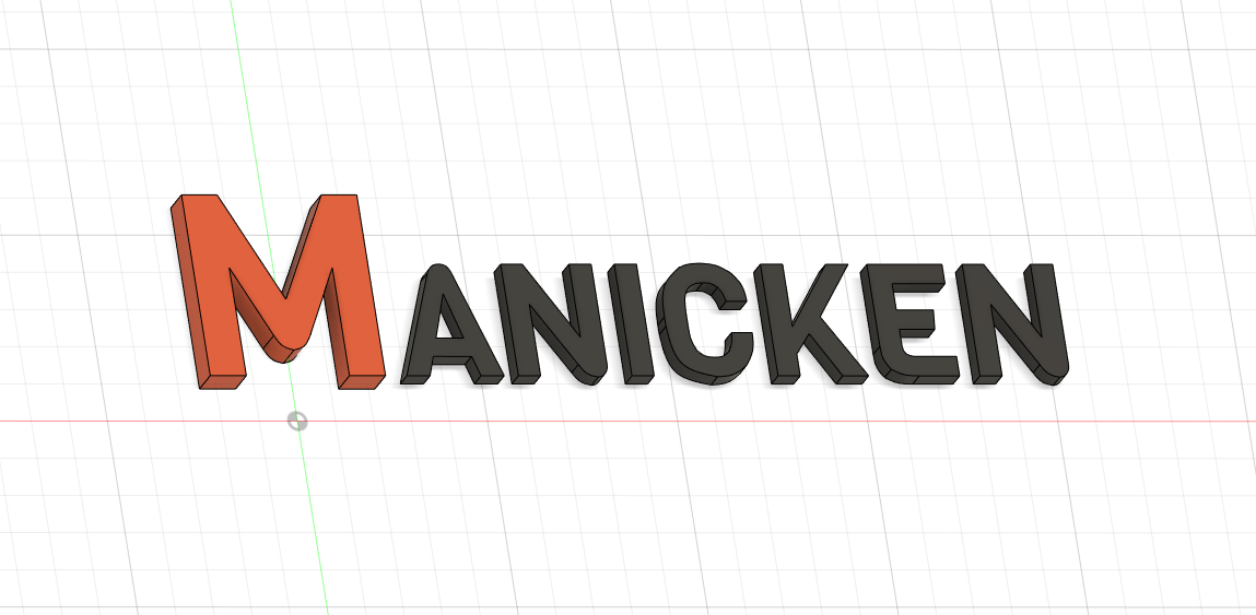 Manickens namn som en tredimensionell modell.